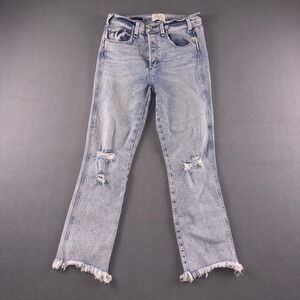 McGuire Valletta Straight Leg Distressed Jeans Light Wash Frayed Hem Size 27